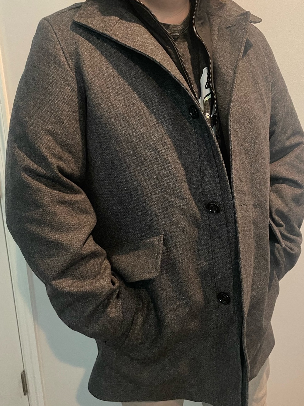 HUGO BOSS Men’s Black Coxtan Topcoat  46R